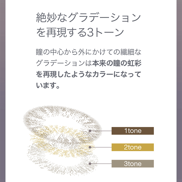 ピエナージュミミジェムは3トーンのグラデーションレンズ